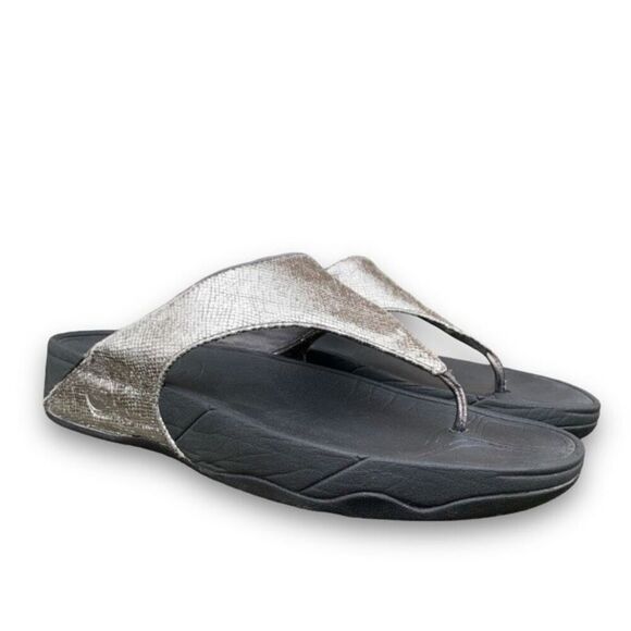 FitFlop Lulu Shimmer Print Flip Flop Comfort Platform Sandal Women’s size 10 - Picture 5 of 14